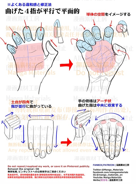 個人メモ：指先の曲がり方