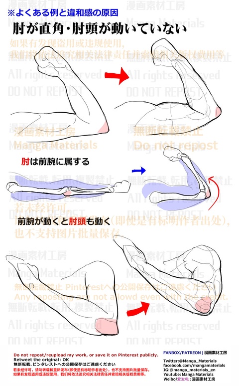 個人メモ：肘の位置と曲がり方
