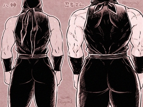 八神と忍者さん うしろ姿の比較です