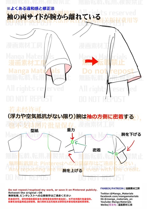 個人メモ：半袖を描くポイント
