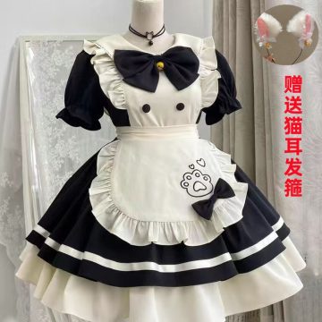 猫咪餐厅可爱op短小女仆lolita连衣裙围裙日系洛丽塔甜美少女新款